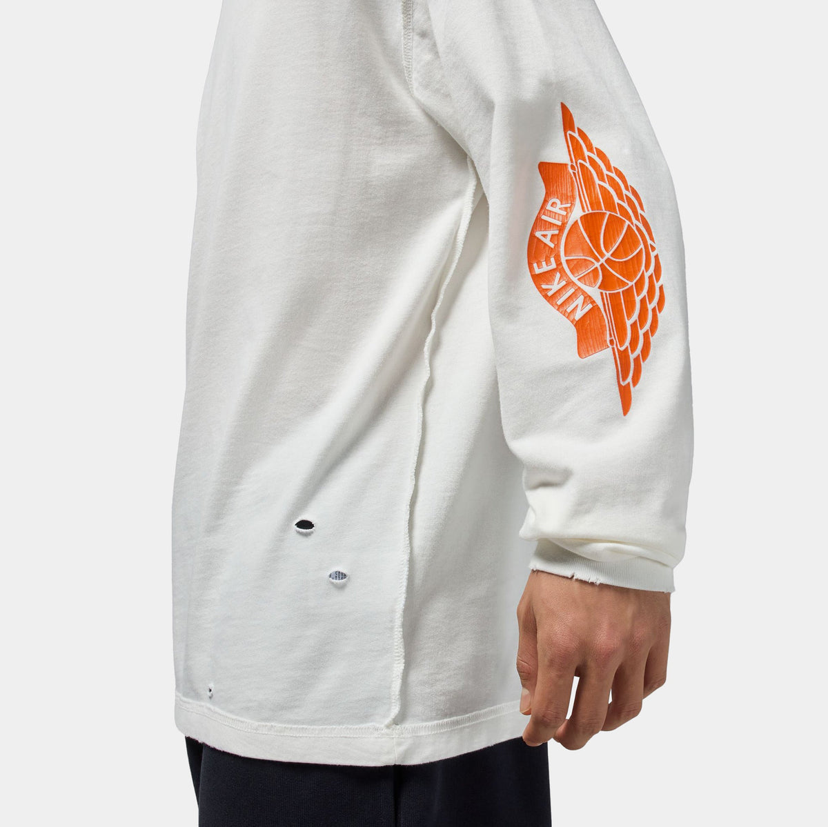 Exclusive Rare Air Washed 85 Mens Long Sleeve Shirt (Sail/Brilliant Orange) — S — Top View