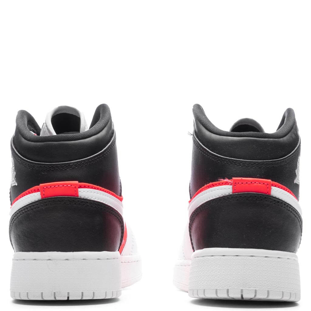 Jordan 1 Mid SE (GS) Grade School Basketball Sneakers – Black/White/Infrared – FB4417-016