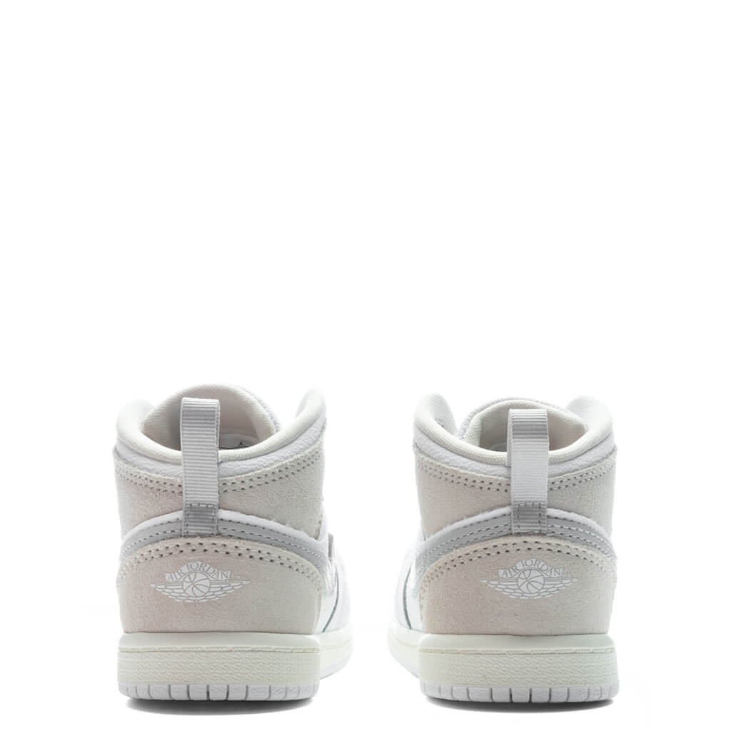 Jordan 1 Mid SE (TD) Toddler Basketball Sneakers – White/Light Orewood Brown/Tech Grey – FB9140-120