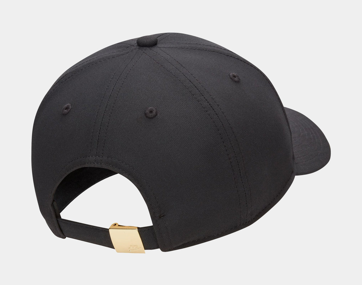 Exclusive Dri Fit Club Metal Logo Cap Mens Hat (Black/White) — S/M — Side View