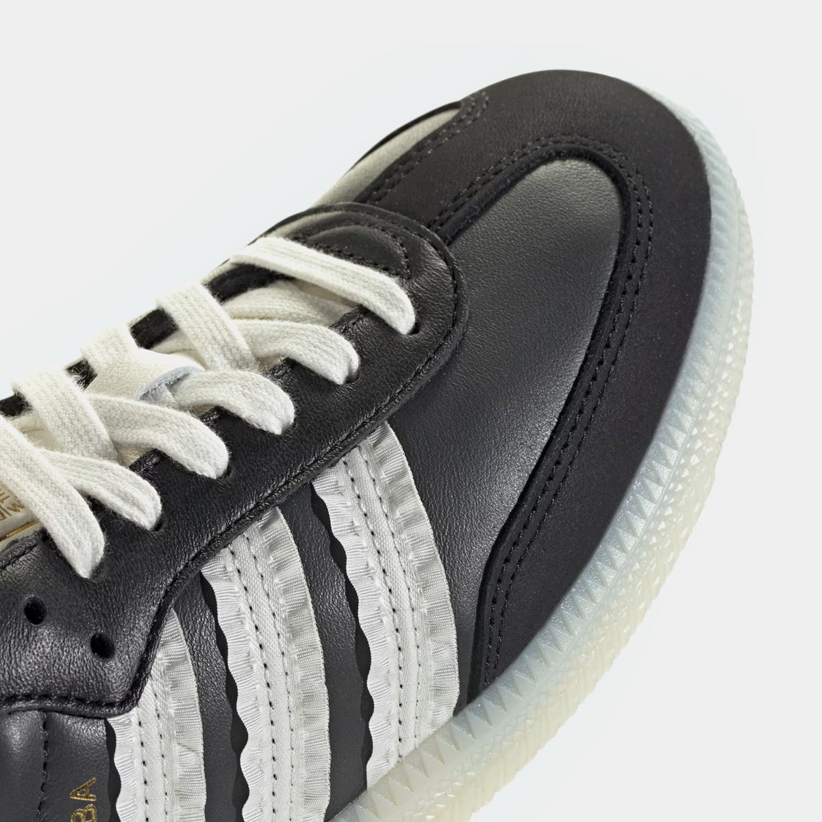 Exclusive Samba OG Ruffled 3 Stripes Womens Lifestyle Shoes (Carbon/Off White/Core Black) — 5 — Detail View
