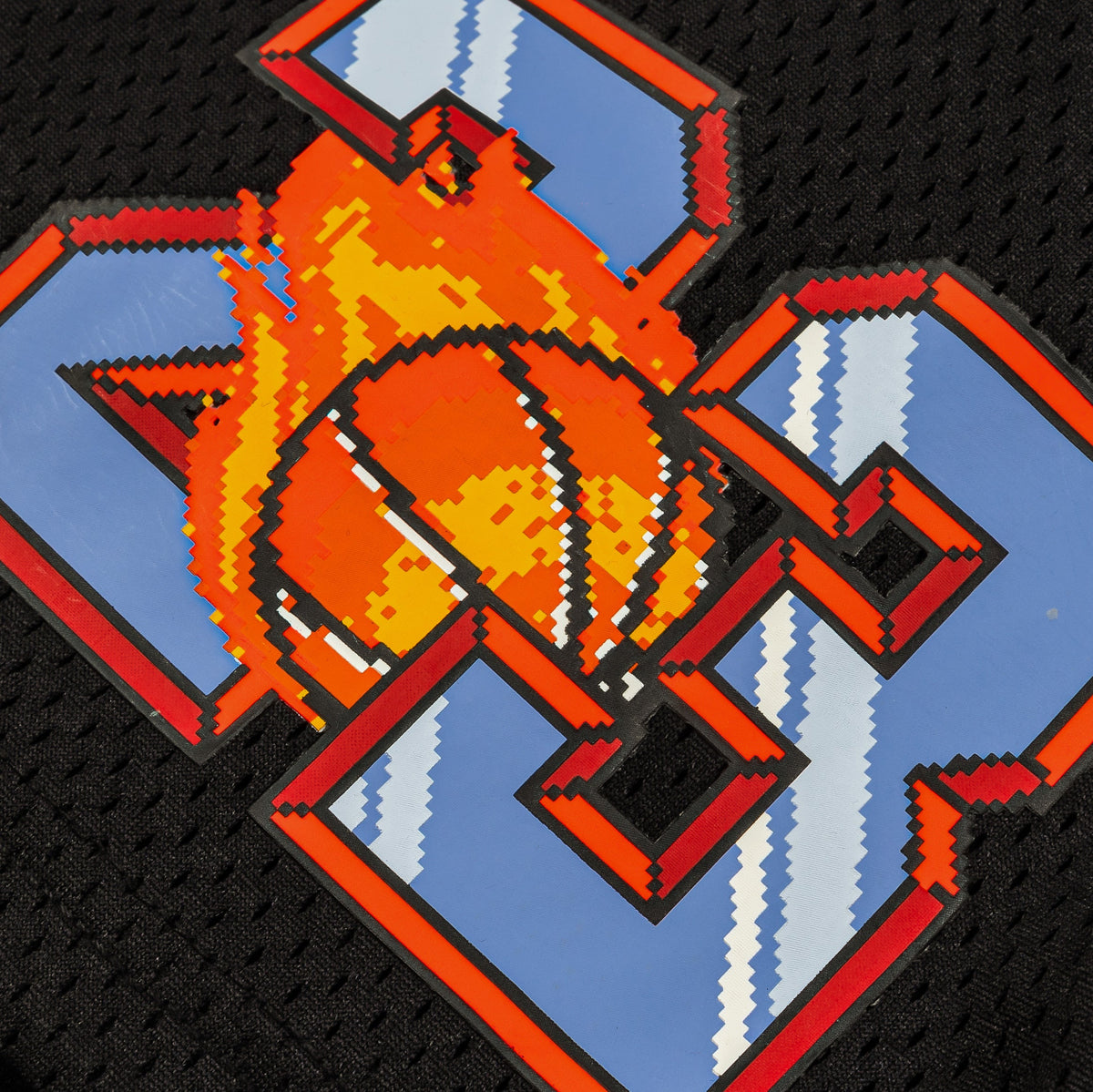 Exclusive Customized Air Flame Mesh Grade School Shorts (Black) — S — Detail View