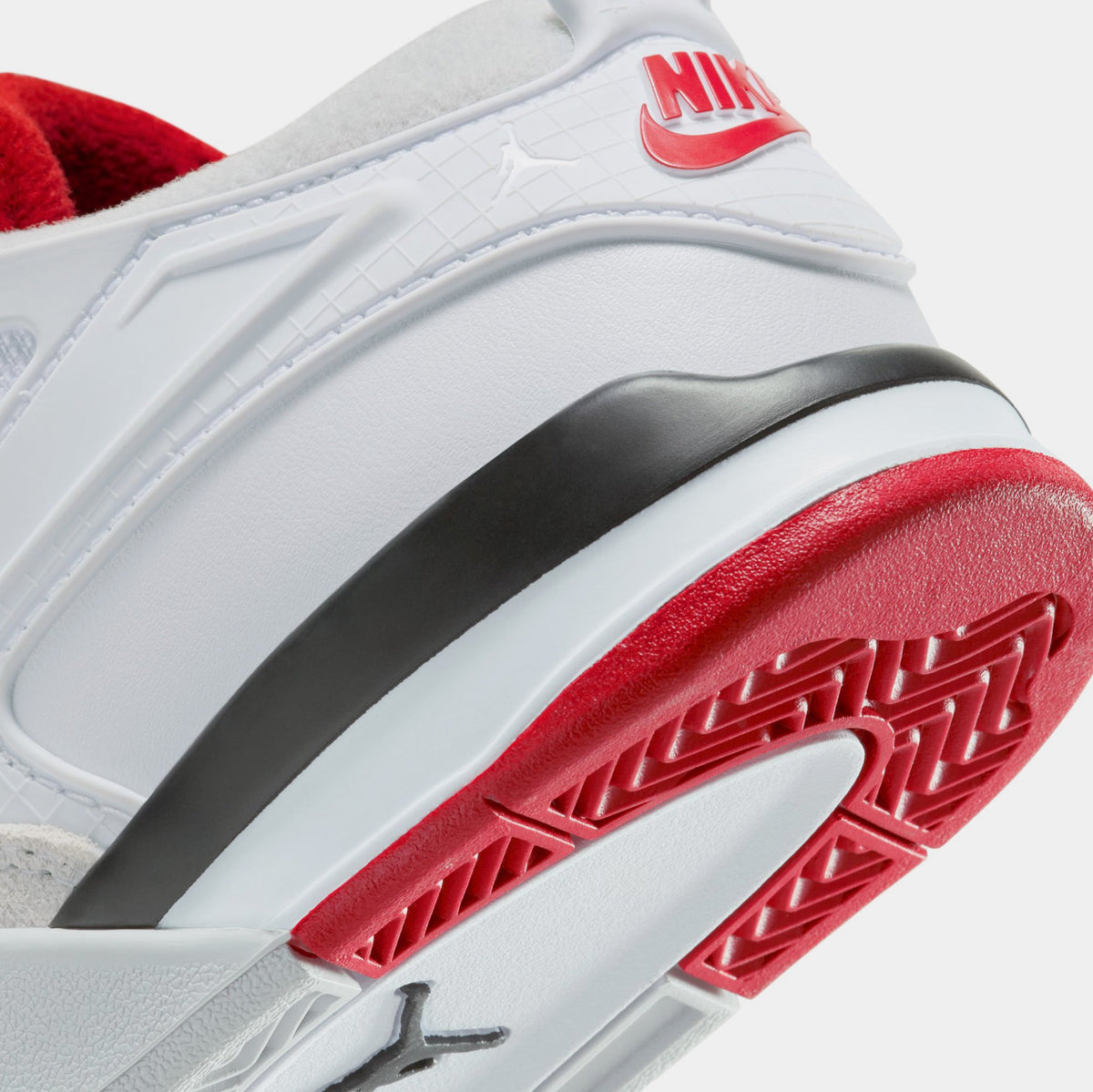 Exclusive Air Jordan 4 RM Preschool Basketball Shoes (White/Black/Neutral Grey/Varsity Red) — 10.5C — Lifestyle View