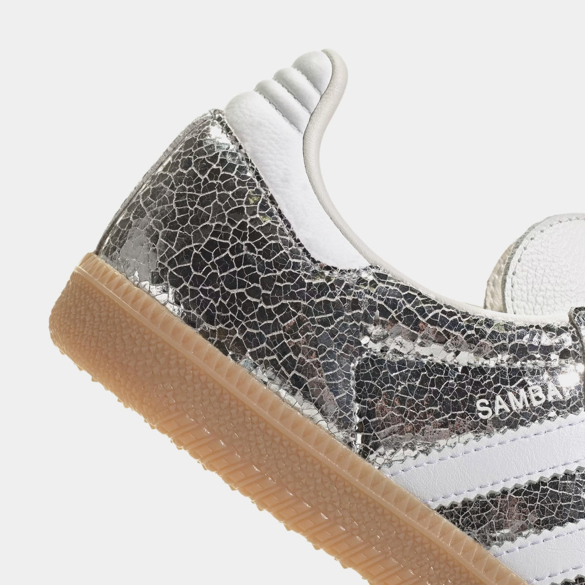 Exclusive Samba OG Womens Lifestyle Shoes (Silver Metallic/Cloud White/Core White) — 5 — Top View