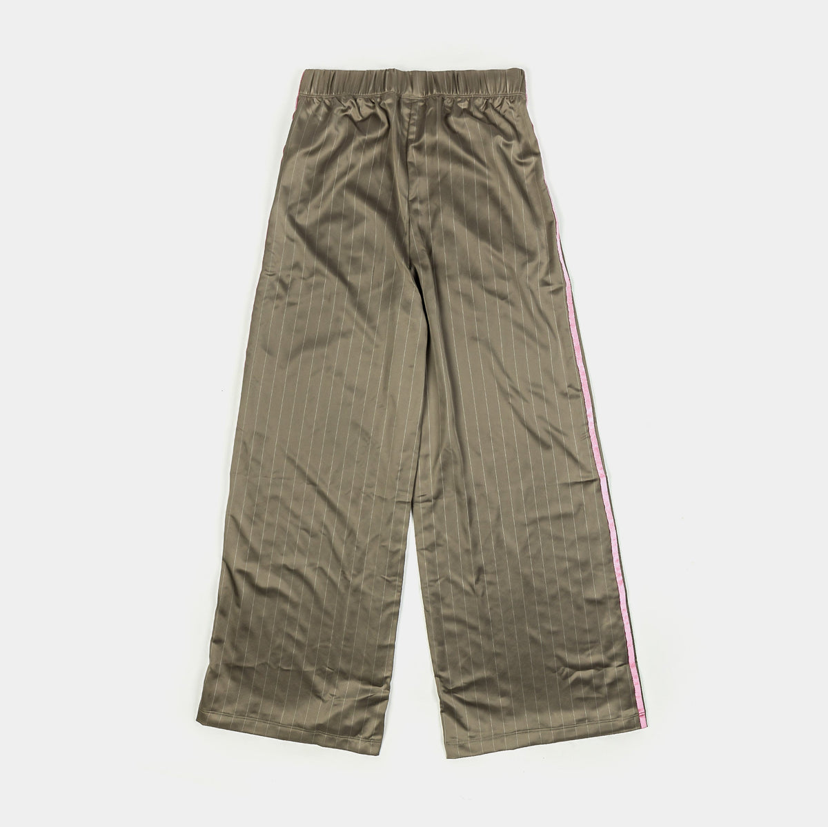 Exclusive Soccer Summer Satin Womens Pants (Olive/Pink) — XS — Side View