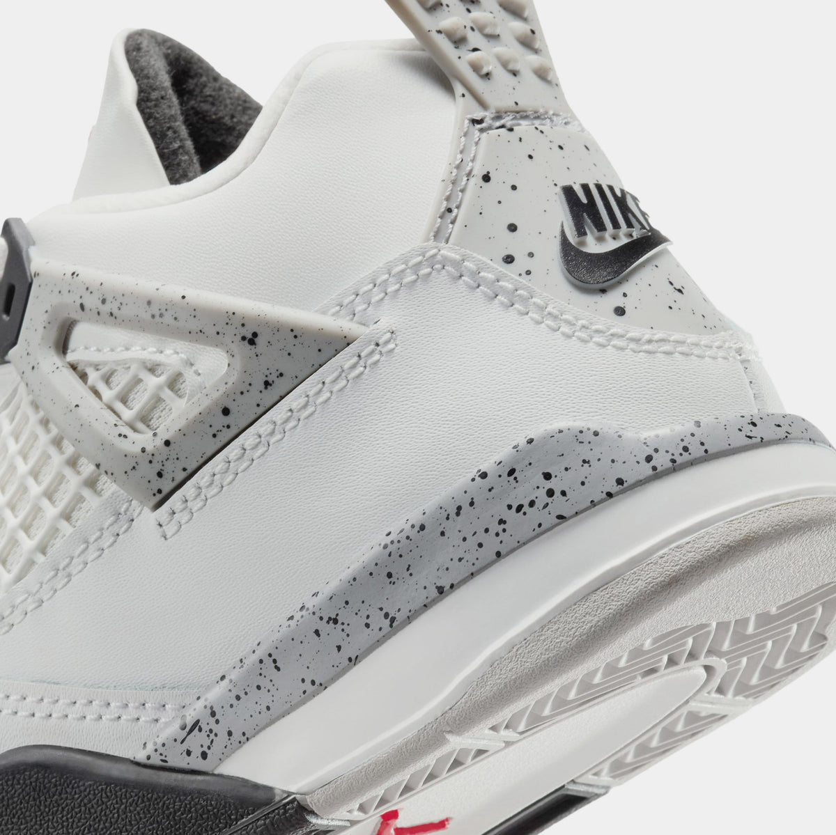 Exclusive Air Jordan 4 Retro White Cement Preschool Lifestyle Shoes (Summit White/Fire Red/Cement Grey/Black) — 10.5C — Lifestyle View