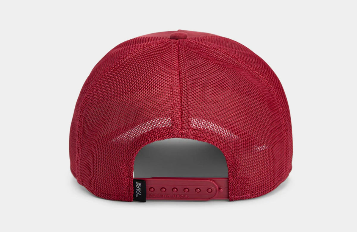 Exclusive The Suede Rhino Trucker Mens Hat (Burgundy/Black) — OS — Back View