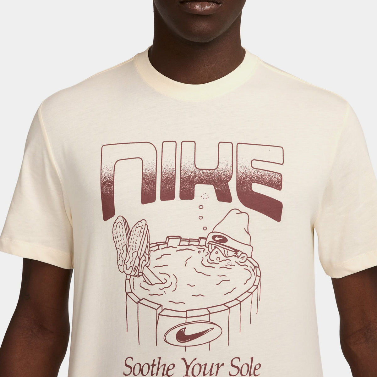 Exclusive NSW Soothe Your Sole Graphic Mens Short Sleeve Shirt (Pale Ivory) — S — Back View