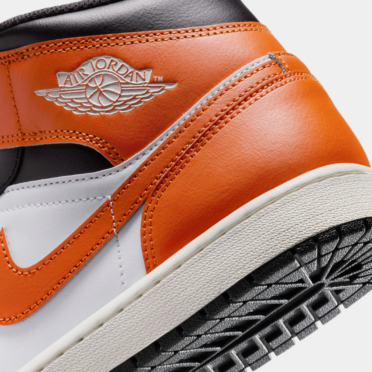 Exclusive Air Jordan 1 Mid Mens Lifestyle Shoes (Starfish/White/Sail/Black) — 7 — Lifestyle View