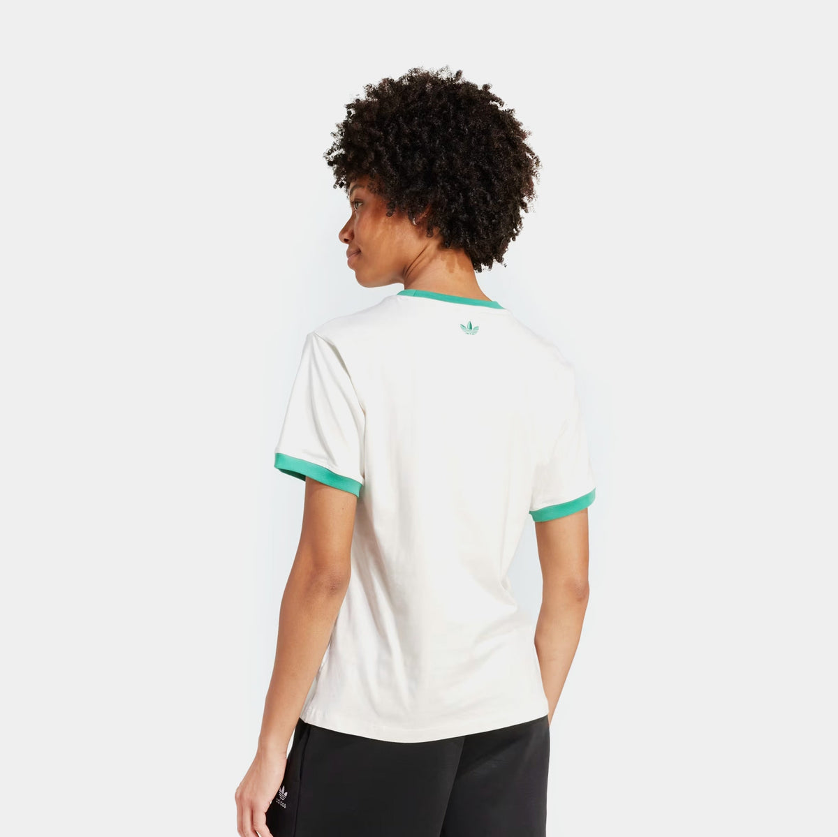 Exclusive Retro Tennis Womens Short Sleeve Shirt (Cloud White/Green) — XS — Side View