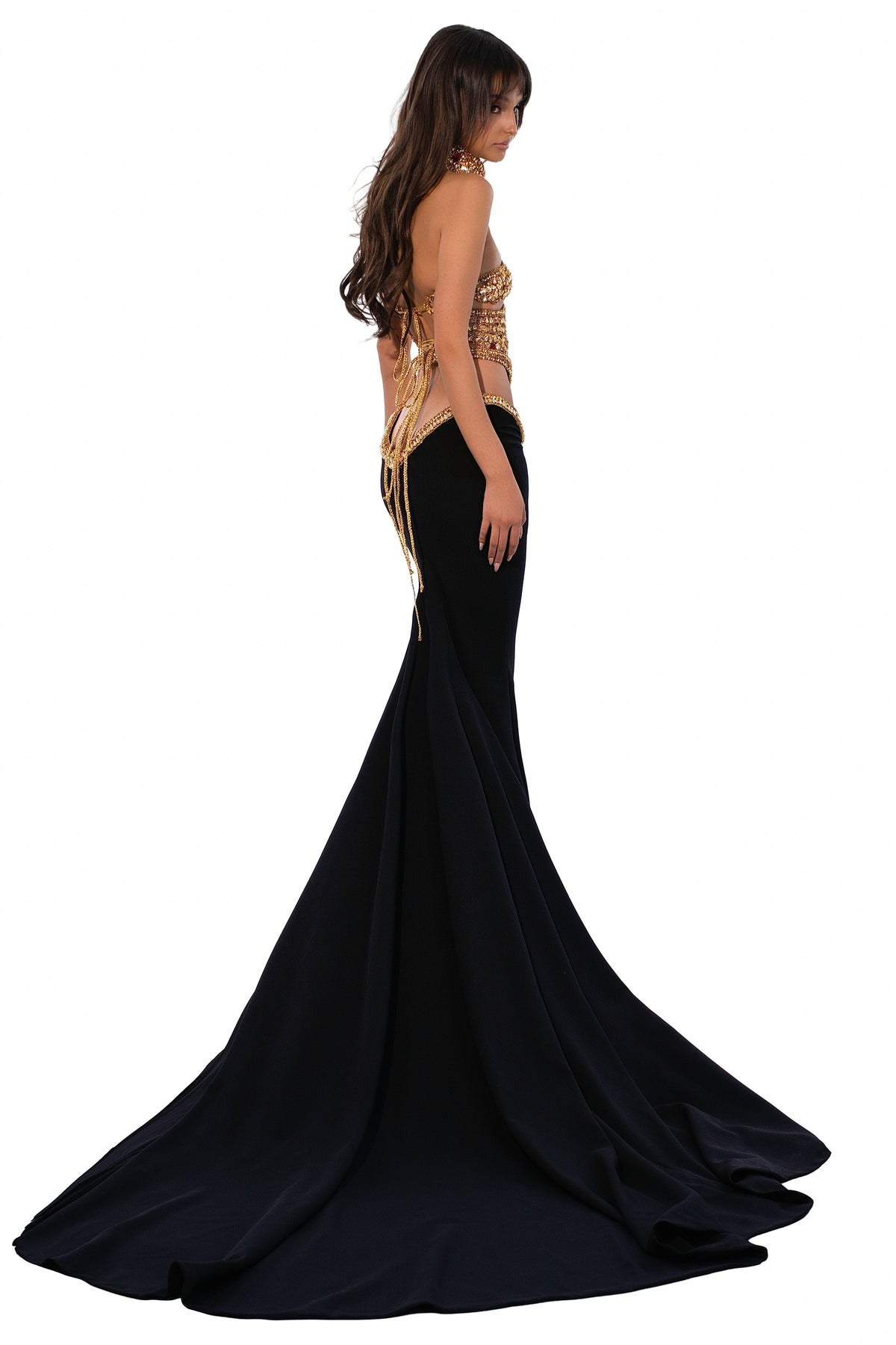 Exclusive Gilded Symphony Gown — XXS — Side View