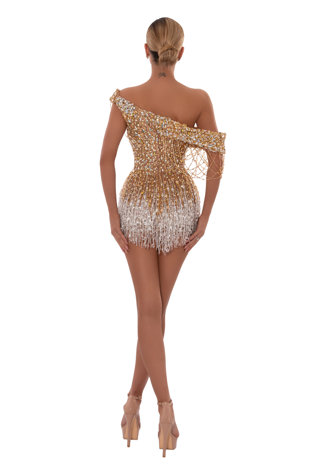 Exclusive Stoned Off-Shoulder Mini Dress (US Edition) — XXS — Side View