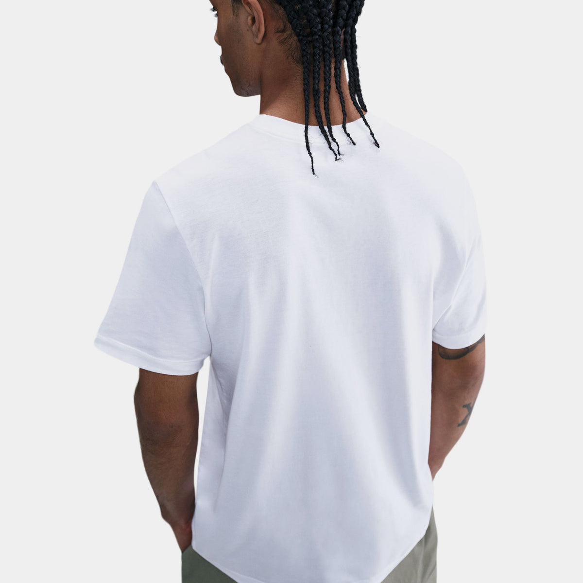 Exclusive NSW Los Angeles Graphic Mens Short Sleeve Shirt (White/Black) — S — Top View