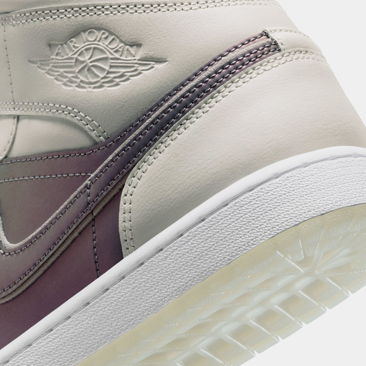 Exclusive Air Jordan 1 Mid Iridescent Mens Lifestyle Shoes (Phantom/White) — 7 — Lifestyle View