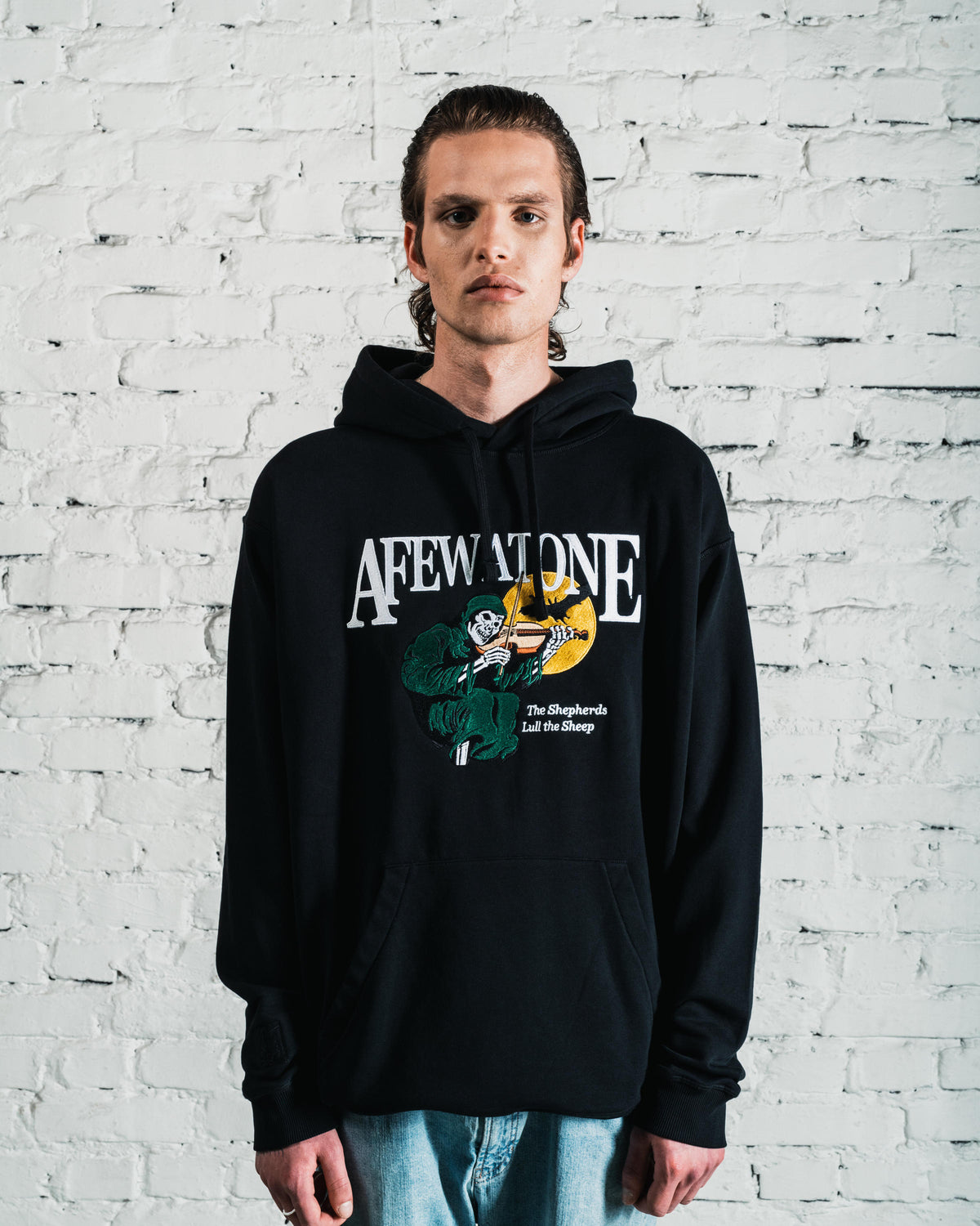Exclusive Afew Goods x ATONE VIOLIN REAPER HOODIE "BLACK" — 2XL — Front View