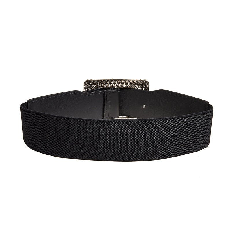 Exclusive All-match Square Buckle Wide Belt — Black — Alternate View 10