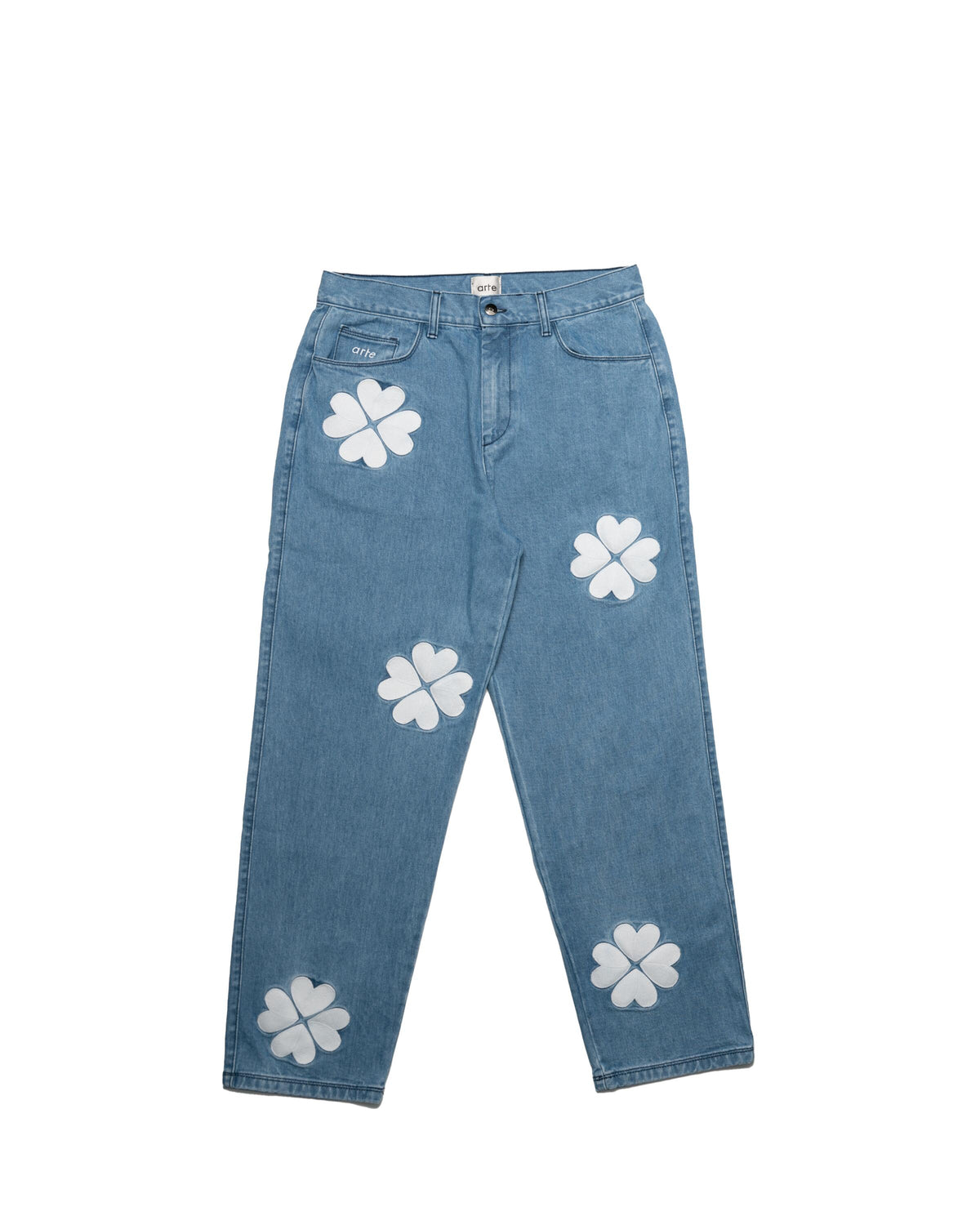 Exclusive Arte Antwerp Clover Embroidery Jeans — 2XS — Front View