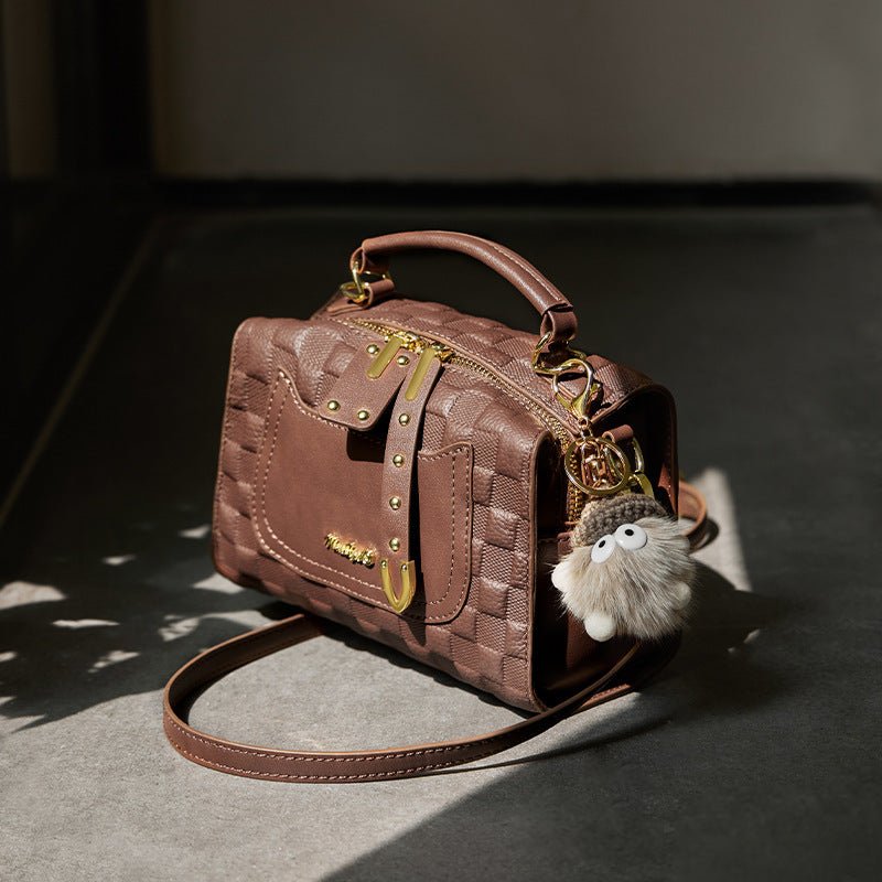 Exclusive Autumn And Winter Boston Pillow Bag — Beige And Apricot — Size 21x10.5x14CM — Alternate View 9