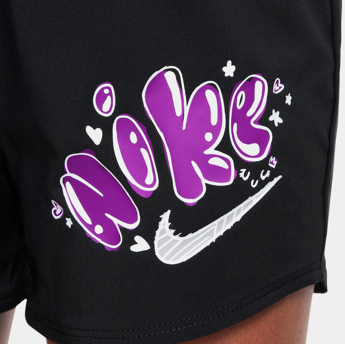 Exclusive Dri Fit Woven Grade School Shorts (Black/White) — XS — Top View