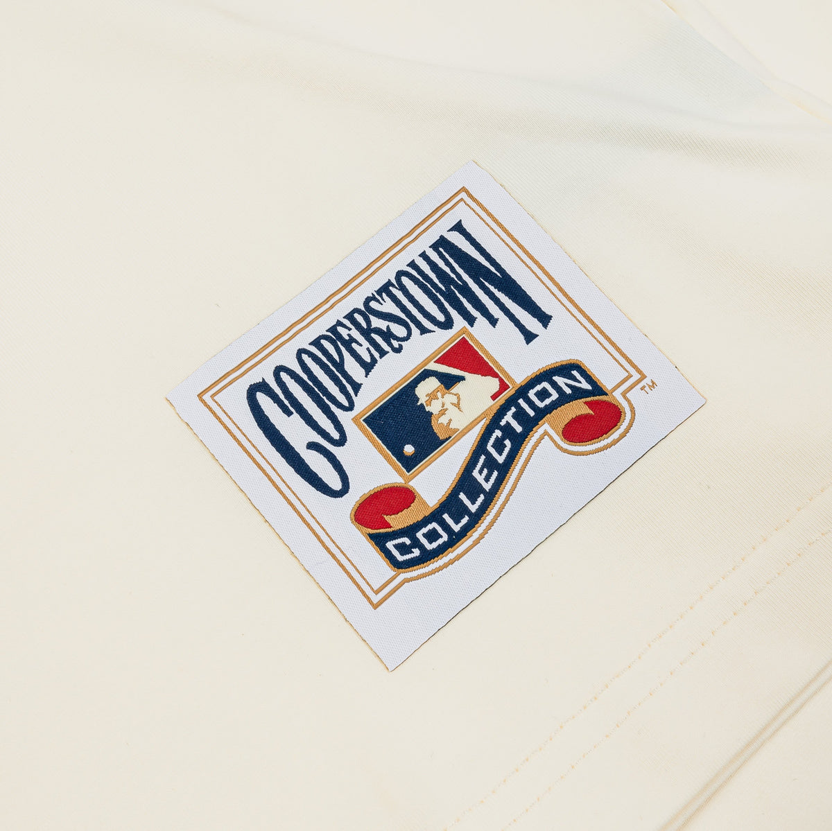 Exclusive San Diego Padres Retro Cascade Ringer Mens Short Sleeve Shirt (Beige/Orange) — S — Top View