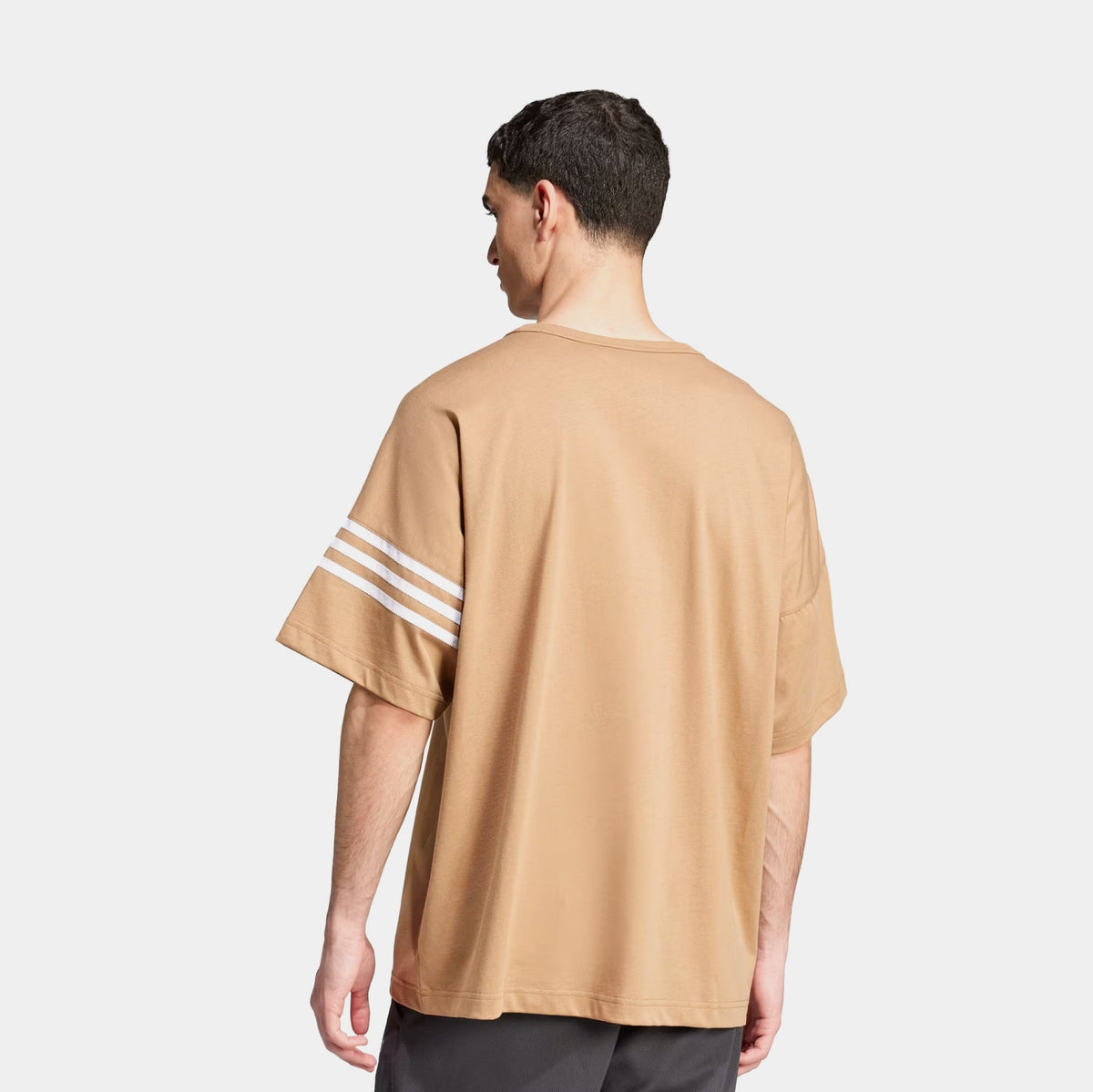 Exclusive Neuclassics 3 Stripes Tee Mens Short Sleeve Shirt (Cardboard Brown) — S — Side View