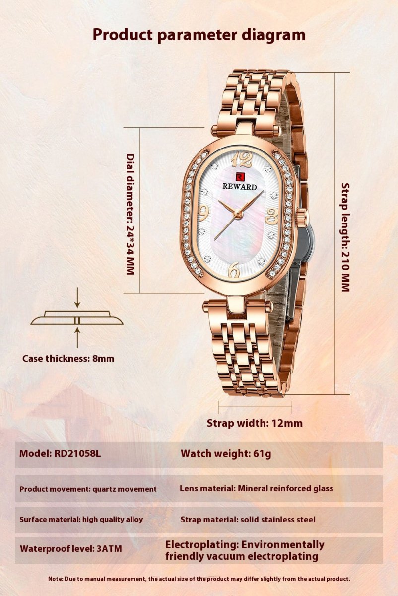 Exclusive Elegant Lady Watch With Diamonds — Gold Shell Gold Surface Gold — Alternate View 11