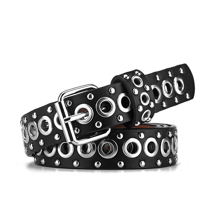 Exclusive Fashion All-match Air Hole Hollow Decoration Belt — Black — Size 110cm — Alternate View 10
