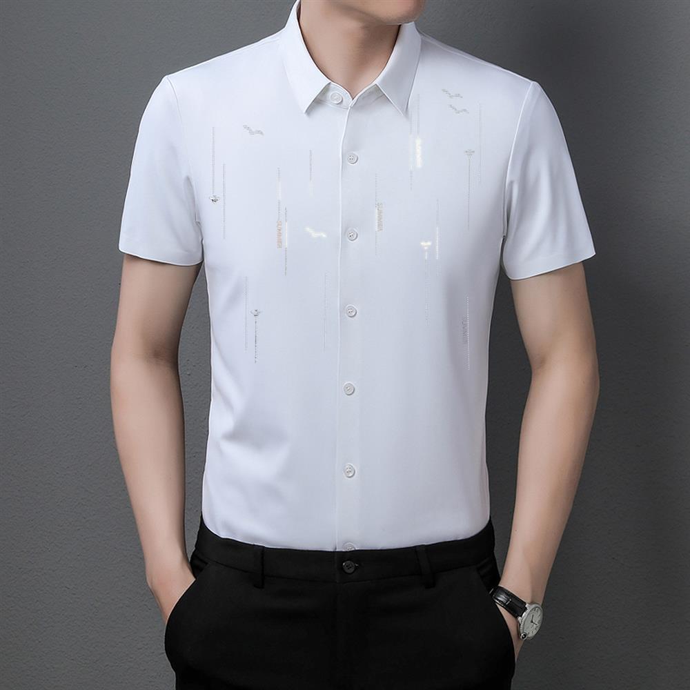 Exclusive Fashion Printed Short Sleeve Shirt — Machine Ring Blue — Size M — Alternate View 10