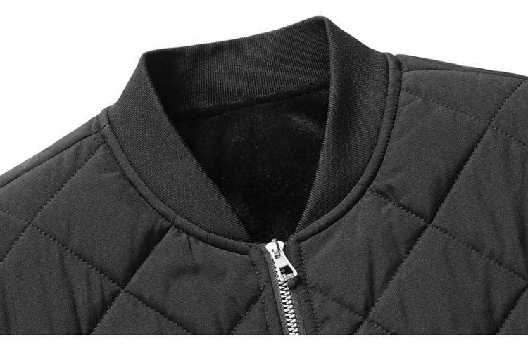Exclusive Fashion Rhombic Design Cotton Coat — Khaki — Size M — Alternate View 14