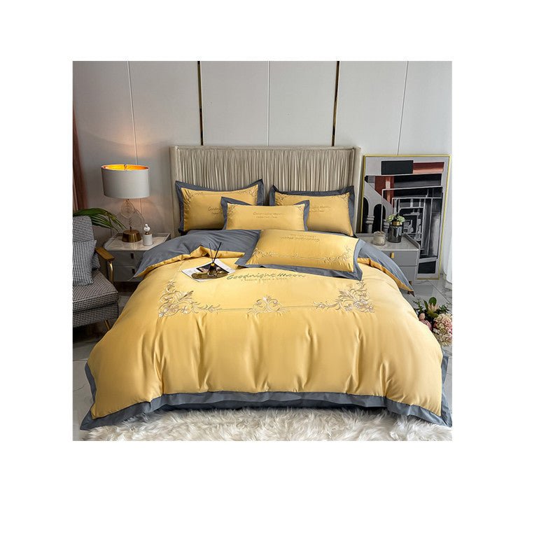 Exclusive Four-piece Pure Cotton Washed Silk Embroidered Bedding Set — Red bean paste — Size 1.5mflat sheet — Alternate View 9