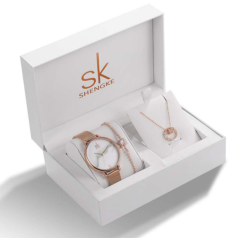 Exclusive Ladies Rhinestone Jewelry Set | Bracelet Necklace Watch — 1 Style — Lifestyle View