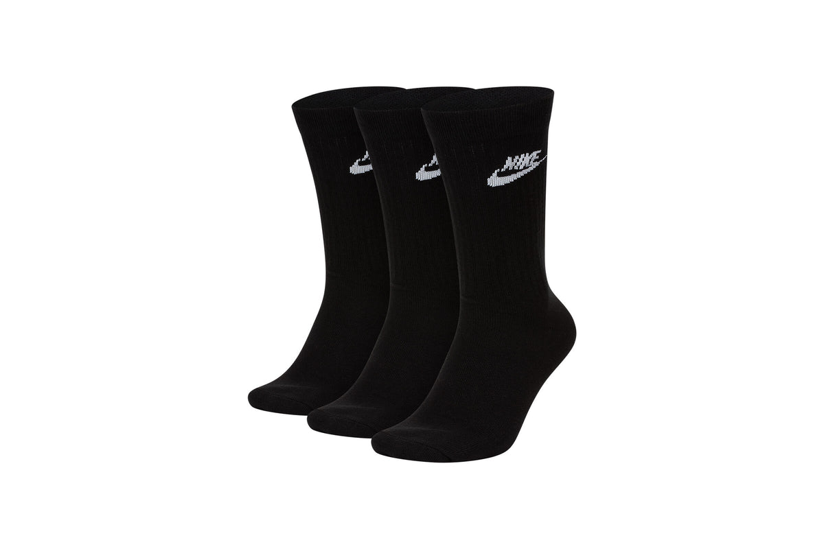 Exclusive Nike EVERYDAY ESSENTIAL SOCK 3 PACK "BLACK" — 2XS — Front View