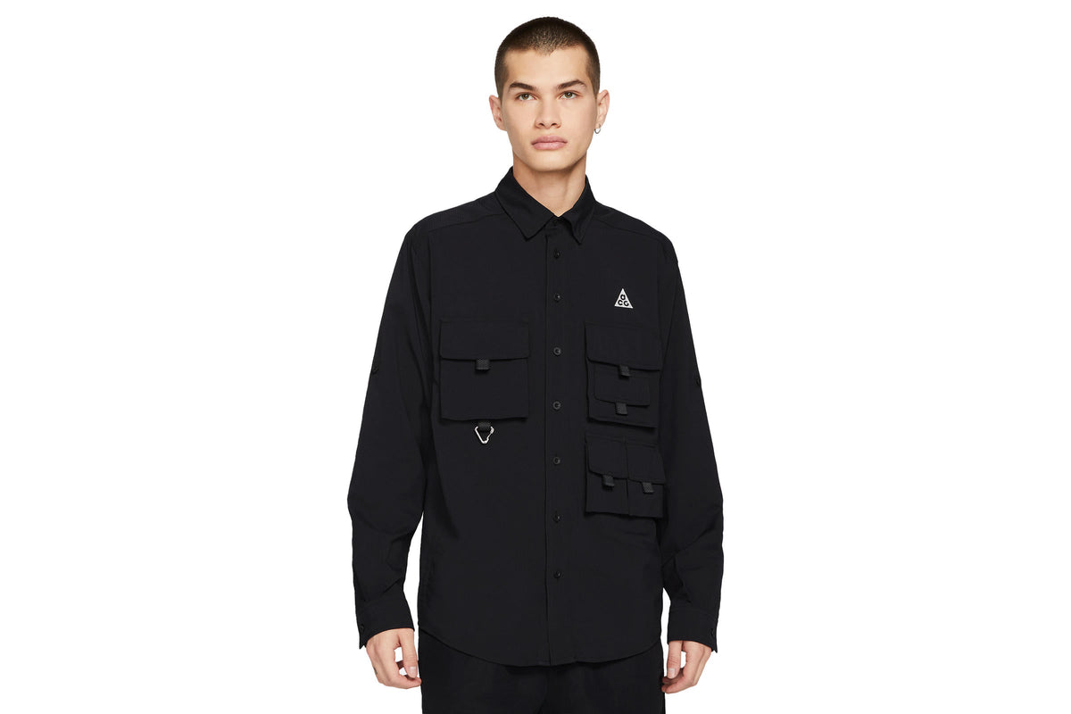 Exclusive Nike ACG DEVESTATION TRAIL WORK SHIRT "BLACK" — 2XS — Front View
