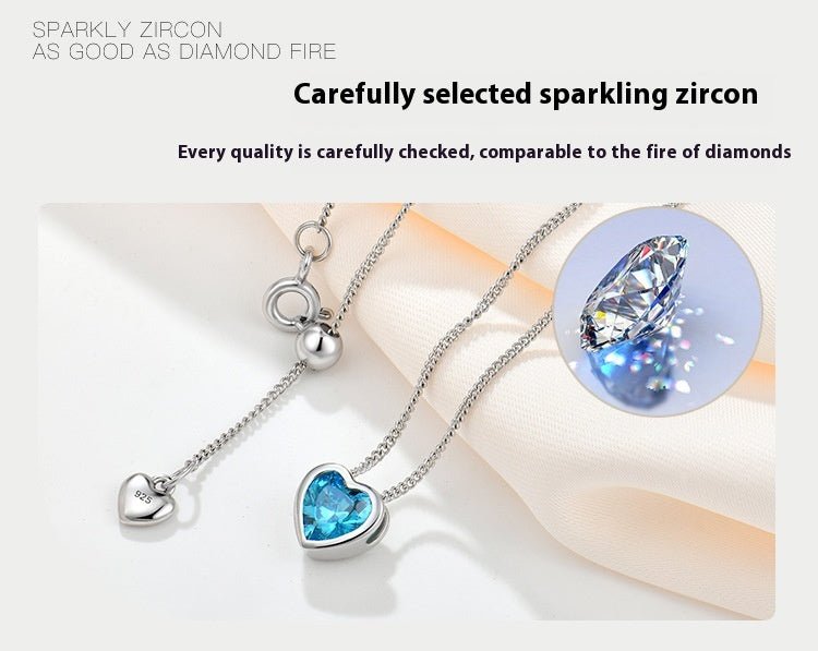 Exclusive Ocean Heart S925 Sterling Silver Necklace — Blue — Size 925 Silver — Alternate View 10