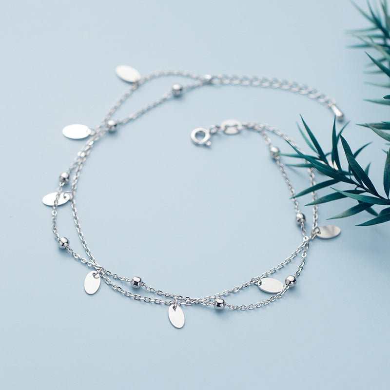 Exclusive S925 Silver Double-Layer Bead Anklet — S925 Silver Anklet — Size 925 Silver — Alternate View 10