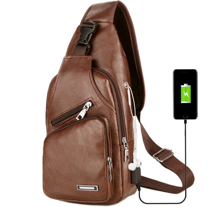 Exclusive USB Portable Charging Chest Bag — Light brown — Alternate View 8