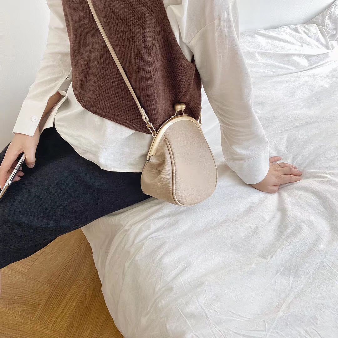 Exclusive Women's Simple One-Shoulder Messenger Bag — Beige — Lifestyle View