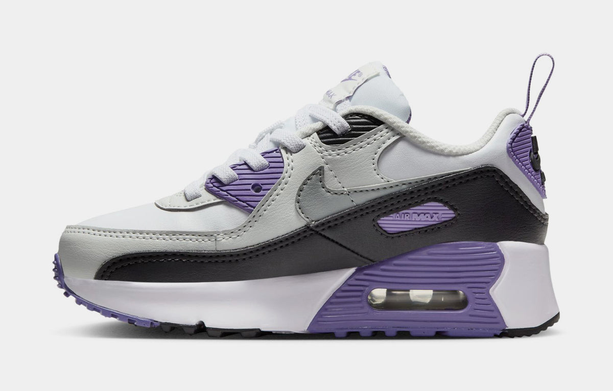 Exclusive Air Max 90 EasyOn Preschool Running Shoes (White/Light Grey/Dusty Amethyst) — 10.5C — Back View