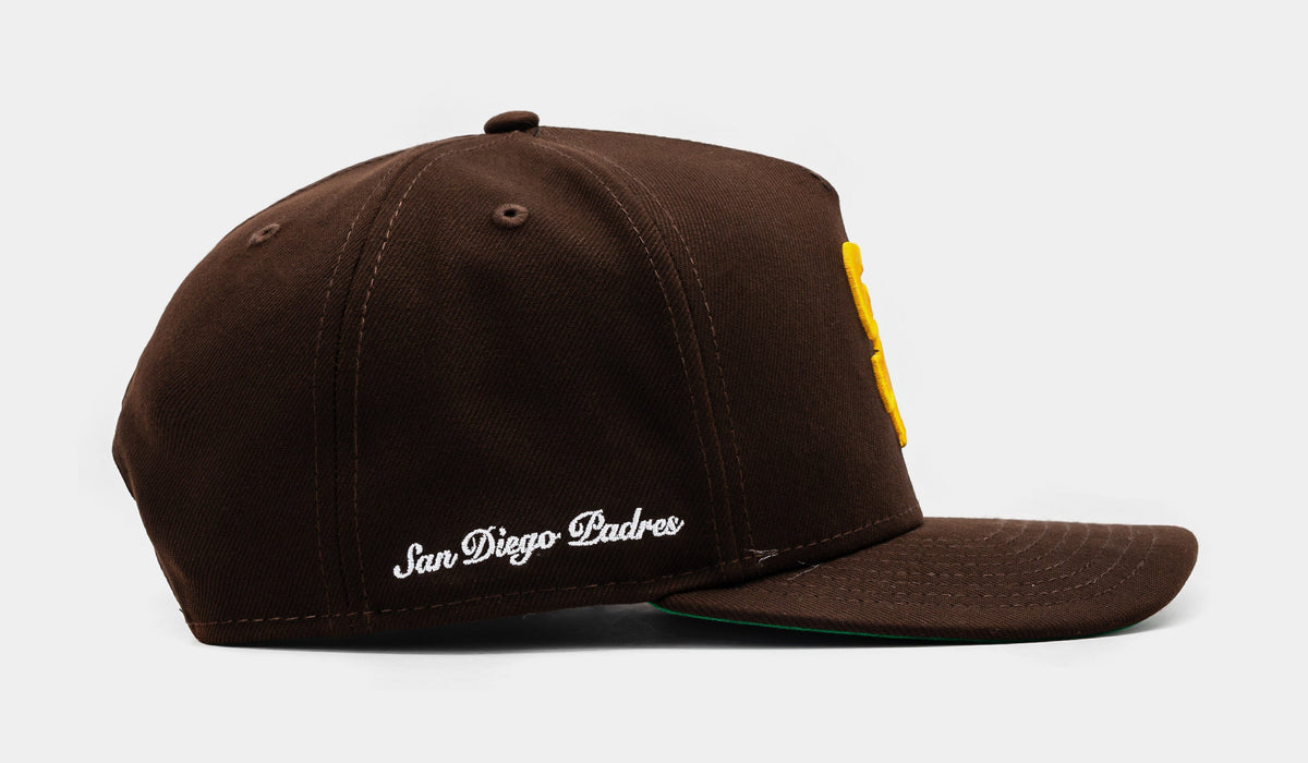 Exclusive Shoe Palace Exclusive San Diego Padres Side Script 950AF Snapback Mens Hat (Brown/Yellow) — OS — Side View