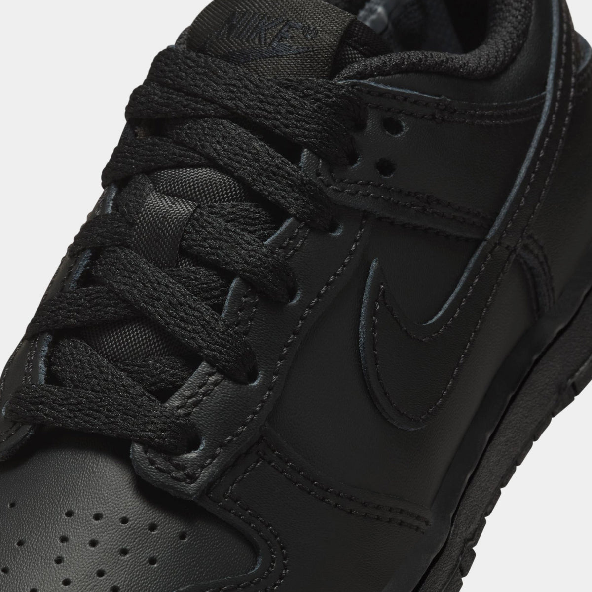 Exclusive Dunk Low Preschool Lifestyle Shoes (Triple Black) — 10.5C — Detail View