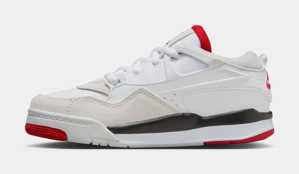 Exclusive Air Jordan 4 RM Preschool Basketball Shoes (White/Black/Neutral Grey/Varsity Red) — 10.5C — Back View