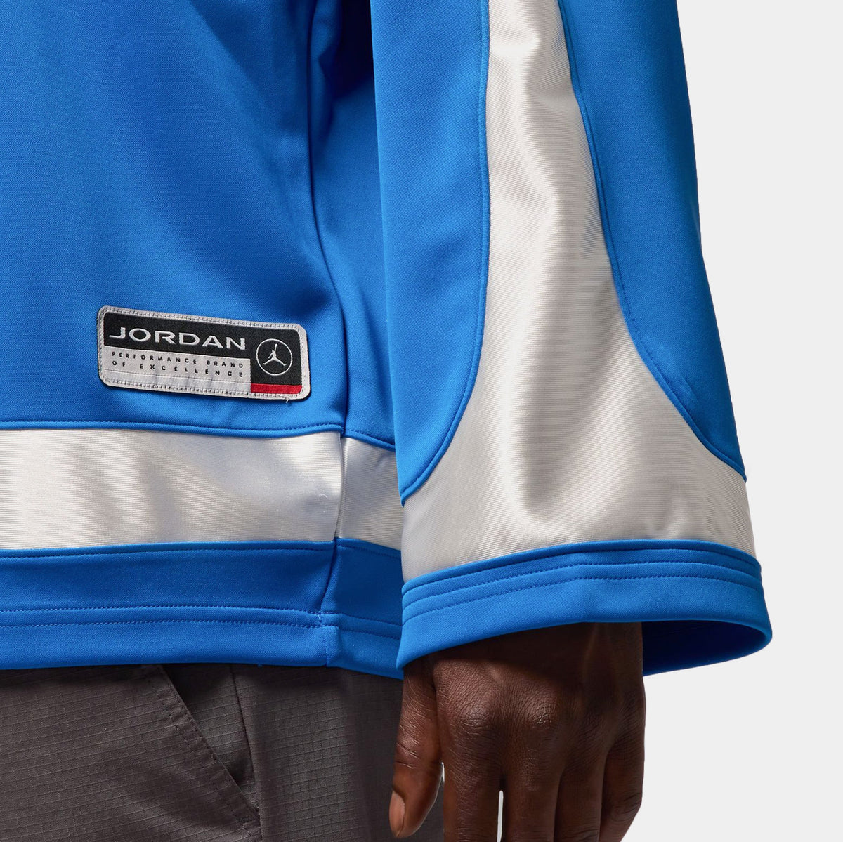 Exclusive Brooklyn Collegiate Hockey Mens Jersey ( Sport Blue/Sail/Sail) — XS — Top View