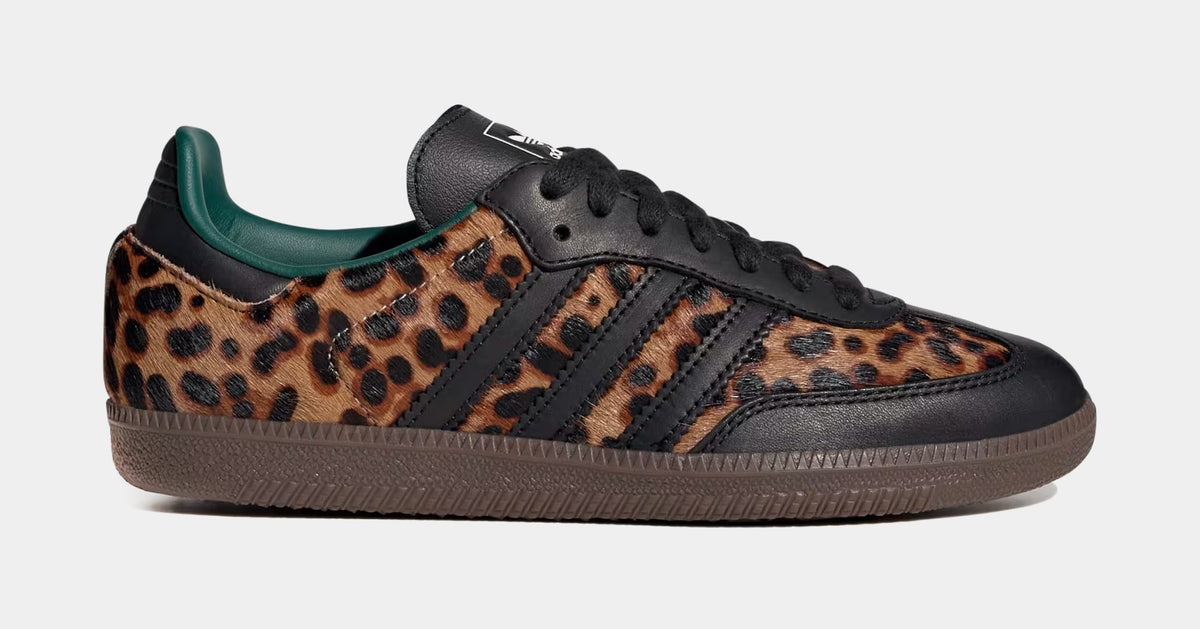 Exclusive Samba OG Cheetah Womens Lifestyle Shoes (Core Black/Collegiate Green/Cream White) — 5 — Front View