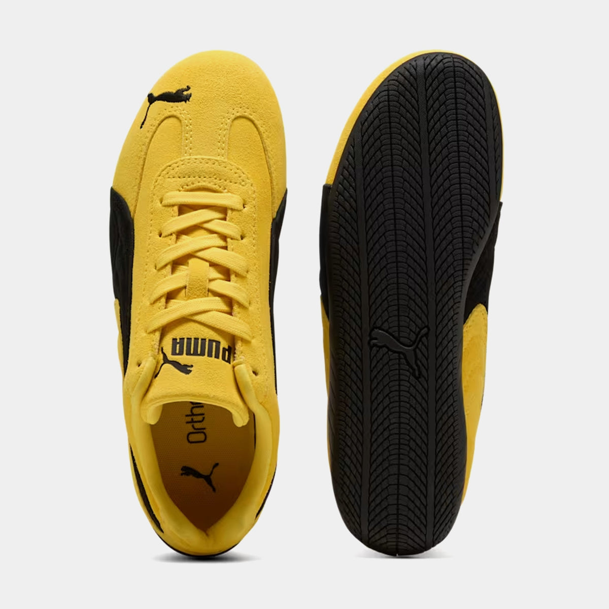 Exclusive Speedcat OG Grade School Lifestyle Shoes (Pelé Yellow/Puma Black) — 4Y — Side View