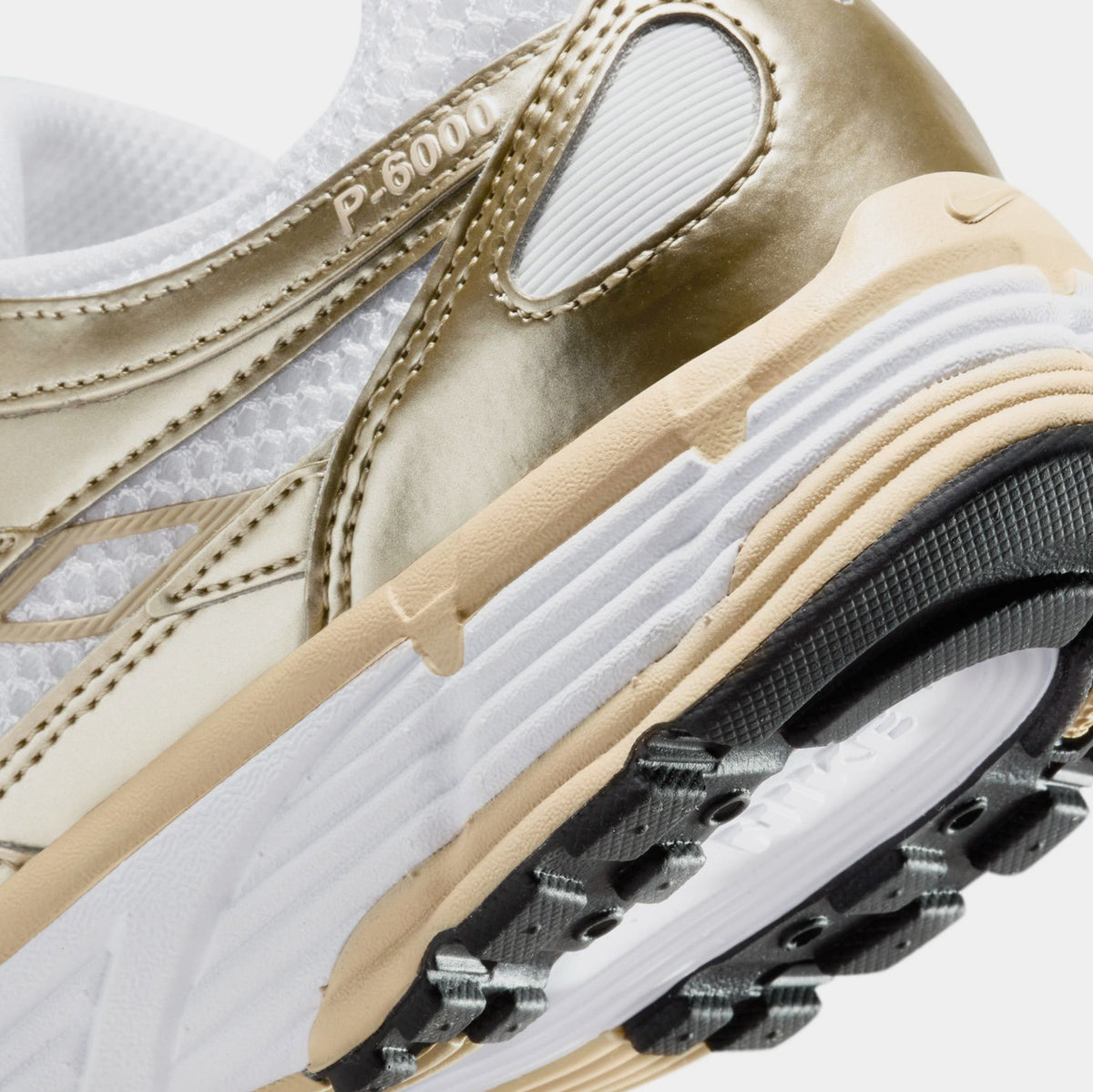 Exclusive P-6000 Womens Running Shoes (White/Grain/Metallic Gold Grain/Black) — 5 — Top View