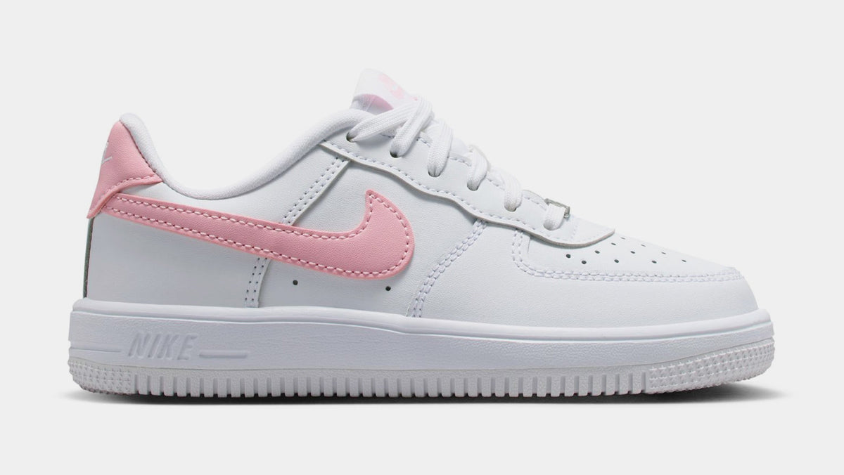 Exclusive Air Force 1 Low Preschool Lifestyle Shoes (White/Pink) — 10.5C — Front View