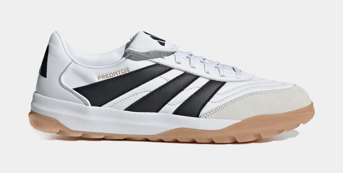 Exclusive Predator Turf Trainer Mens Lifestyle Shoes (Cloud White/Core Black/Gold Metallic) — 4 — Front View