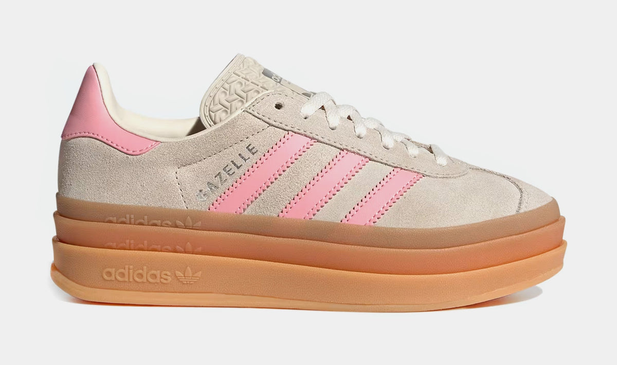 Exclusive Gazelle Bold Grade School Lifestyle Shoes (Beige/Semi Pink/Cream White) — 3.5Y — Front View