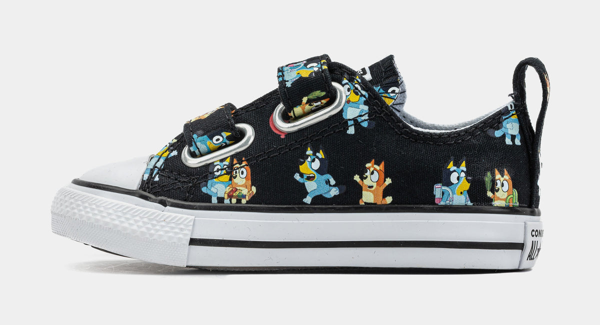 Exclusive Chuck Taylor All Star Low Bluey Infant Toddler Lifestyle Shoes (Black/Blue) — 2C — Back View