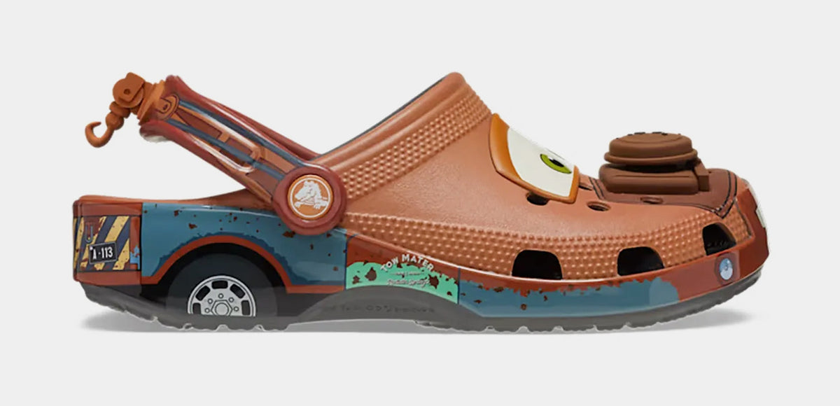 Exclusive Disney Cars Mater Classic Clog Mens Sandals (Brown/White) Free Shipping — 3 — Front View